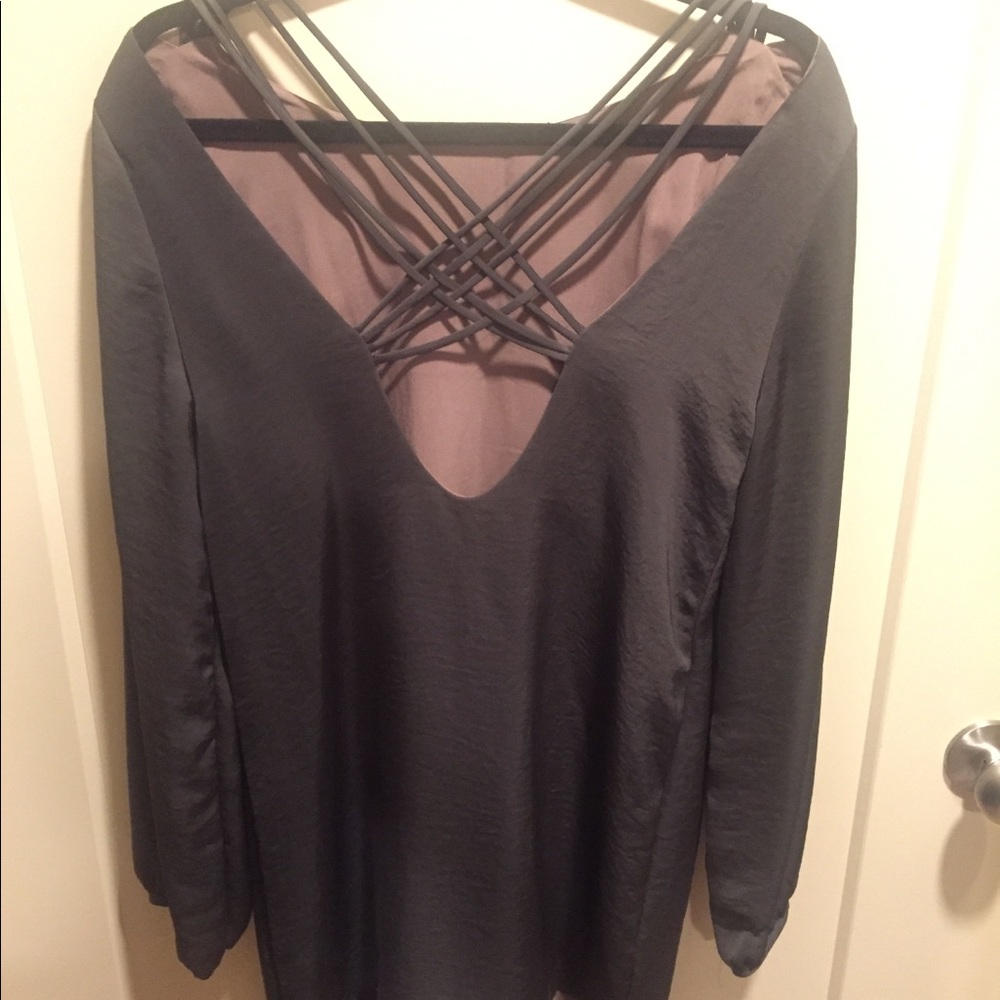 Grey silk dress boutique size large